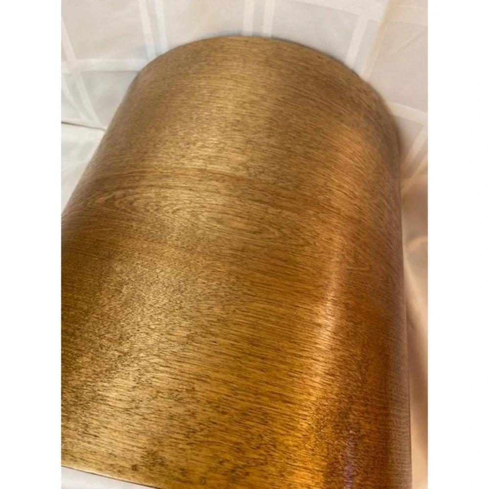Mid Century Modern Wooden Half Moon Waste Basket D-Shape Bent Plywood Trash Can